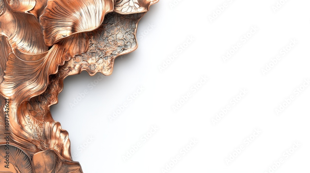 Fototapeta premium Elegant copper floral art on white background