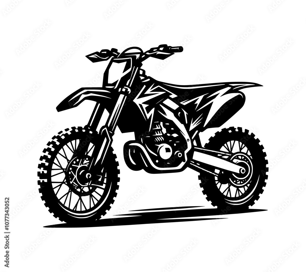 Fototapeta premium A silhouette vector of a motocross dirt bike, isolated on a white background.