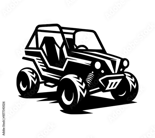 A silhouette vector of a beach buggy, isolated on a white background.