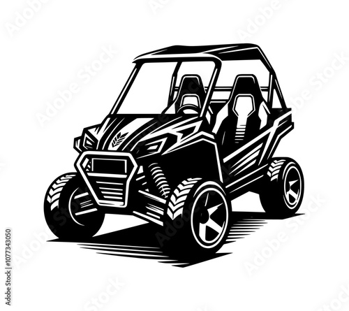 A detailed silhouette vector of a beach buggy, isolated on a white background.