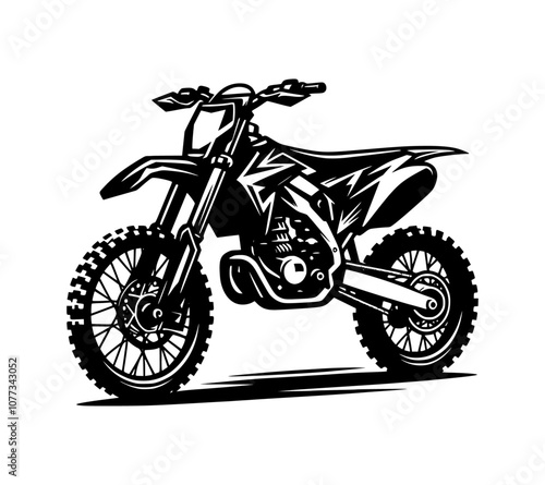 A silhouette vector of a motocross dirt bike, isolated on a white background.