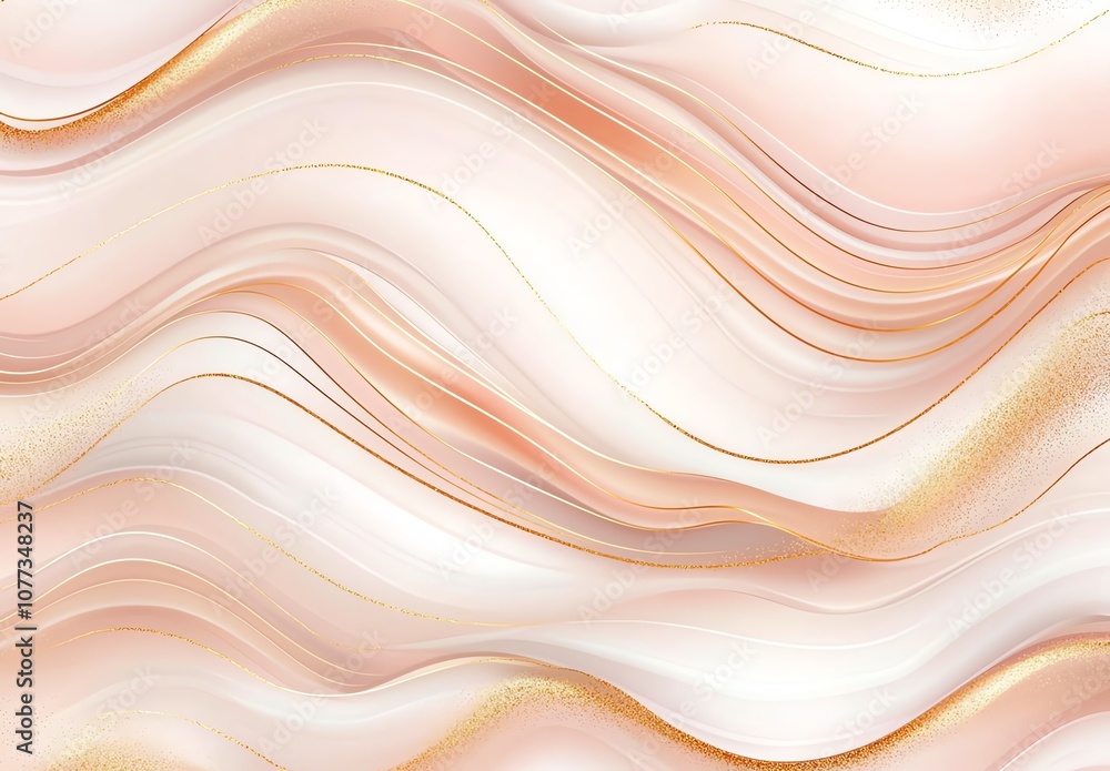 Obraz premium Elegant abstract wave pattern with soft pastel hues and flowing lines, creating a calming and harmonious visual effect.