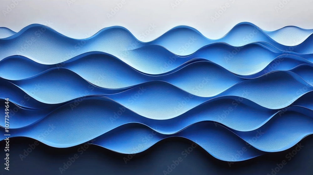 Fototapeta premium Abstract blue paper wave pattern background.