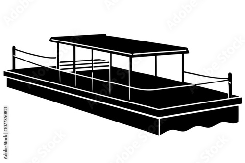 Pontoon Silhouette Line Drawing - Minimalist Vector Art Illustration