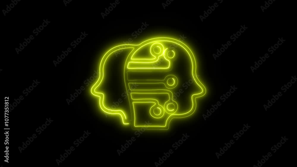 Glowing Digital Twin Icon and Symbol in HD Video Neon Animation on Black Background Glowing Digital Twin Icon and Symbol in HD Video Neon Animation on Black Background