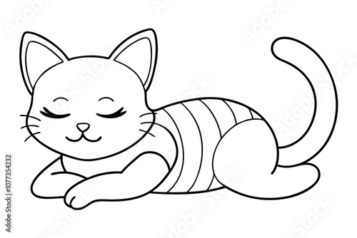 A cute cartoon cat wearing a bathing scalp is sleep