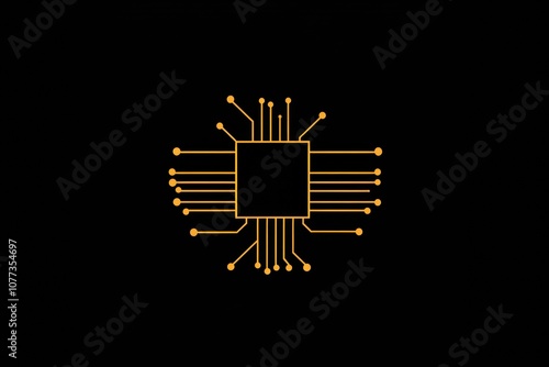 A microchip icon displays intricate digital traces, symbolizing advancements in technology and electronics in today's world. Generative AI photo