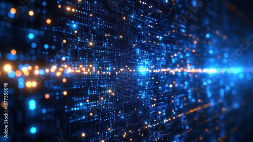 Wallpaper Mural Abstract digital data flow with blue and orange lights. Torontodigital.ca