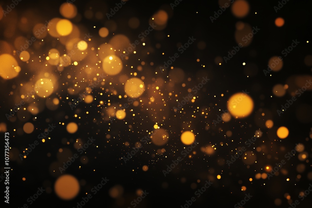 Festive golden confetti swirling in midair, creating a blurred and dynamic effect against a dark background. Festive golden confetti swirling in midair, creating a blurred and dynamic effect against a dark background.