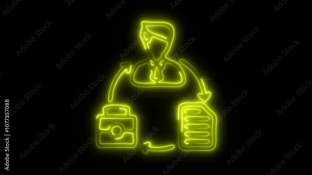 Glowing Hiring Icon and Symbol in HD Video Neon Animation on Black Background Glowing Hiring Icon and Symbol in HD Video Neon Animation on Black Background