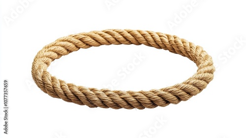 Circular rope loop isolated on white background for nautical and craft design