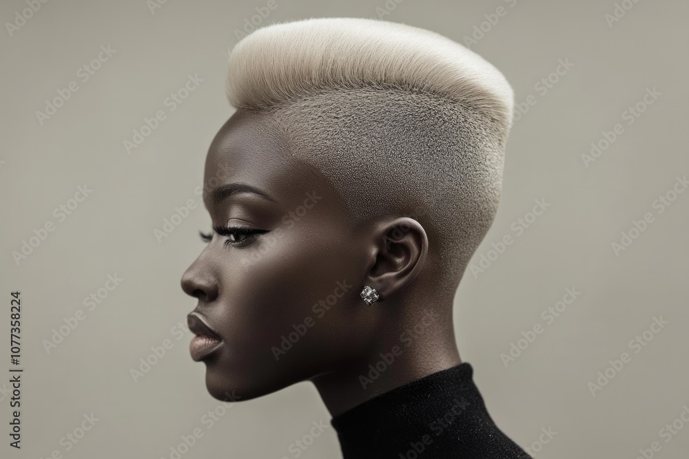 Beautiful woman white skin wearing a perfect sleek high blonde flattop hairstyle Beautiful woman white skin wearing a perfect sleek high blonde flattop hairstyle