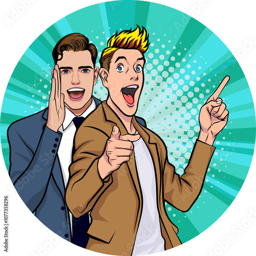 person shocked upon hearing gossip secret pop art comic cartoon