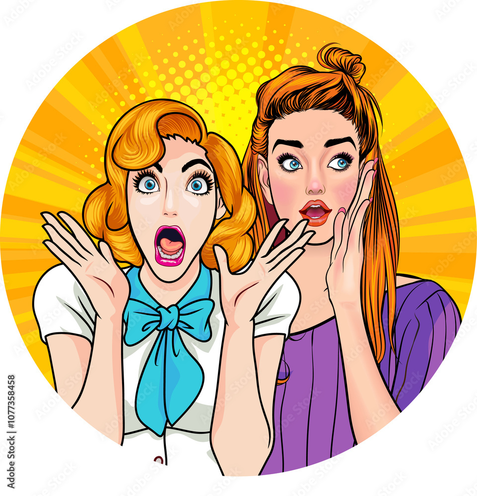 person shocked upon hearing gossip secret pop art comic cartoon