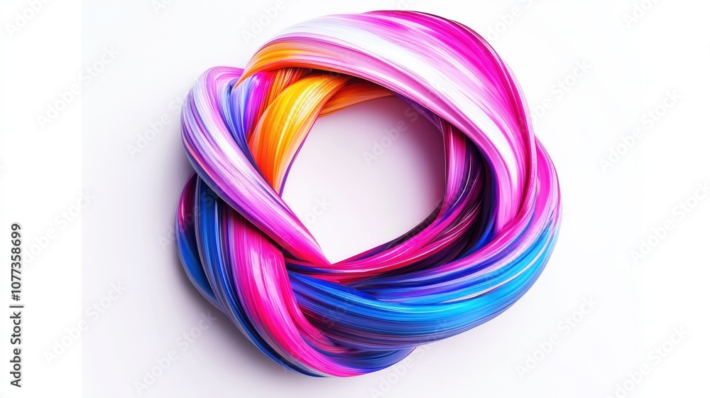 Vivid colorful ribbon knot on white background with multicolor swirls Vivid colorful ribbon knot on white background with multicolor swirls