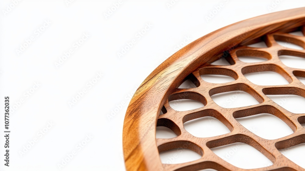Obraz premium Intricate wooden mesh design on curved surface with modern aesthetic