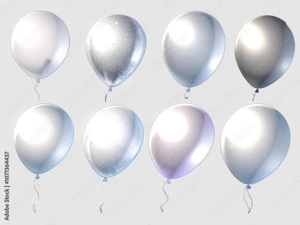 silver and white colored balloons isolated on white or transparent png silver and white colored balloons isolated on white or transparent png