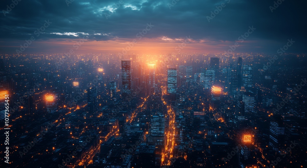 Fototapeta premium Futuristic Orange Glow