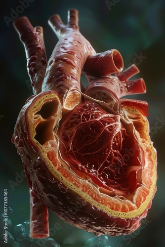 Detailed View of a Heart Valve with Marfan Syndrome Impact on Connective Tissue Structure photo