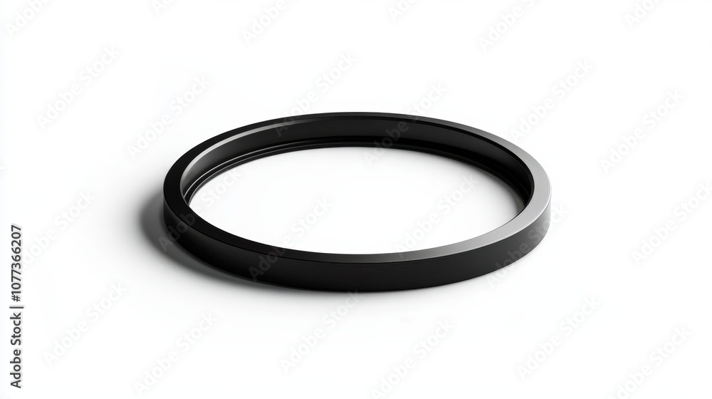 Minimalist black metal ring on white background Minimalist black metal ring on white background