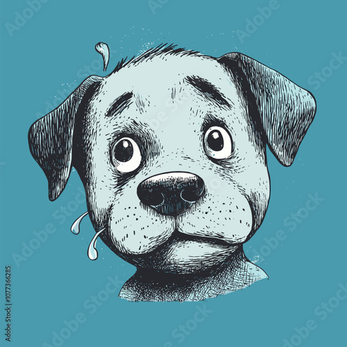 vector sketch crying dog on uniform background .Generative AI
