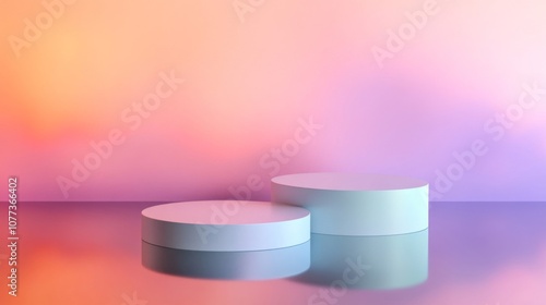 Two White Cylindrical Platforms on a Gradient Background