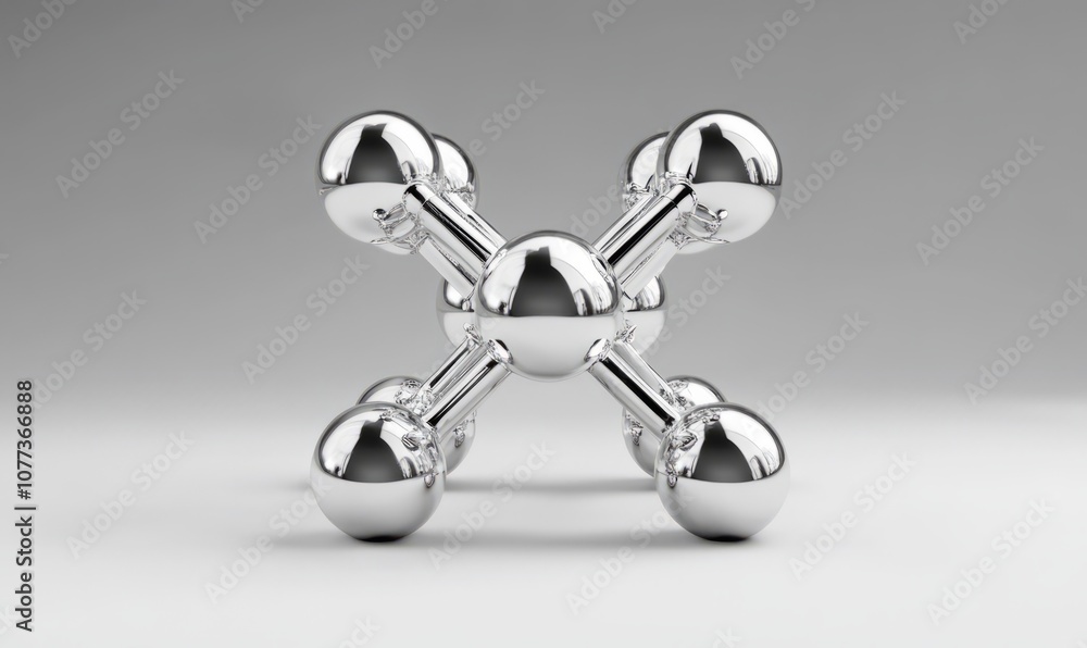 3D rendering of. a silver molecular structure 3D rendering of. a silver molecular structure