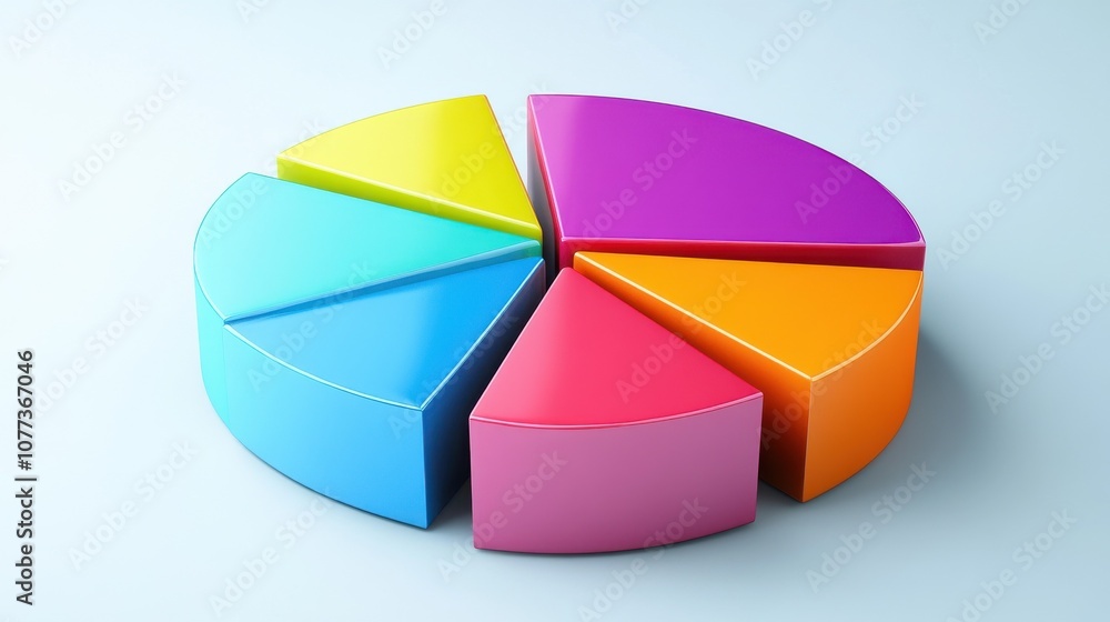 Pie chart divided into multiple colorful sections Pie chart divided into multiple colorful sections