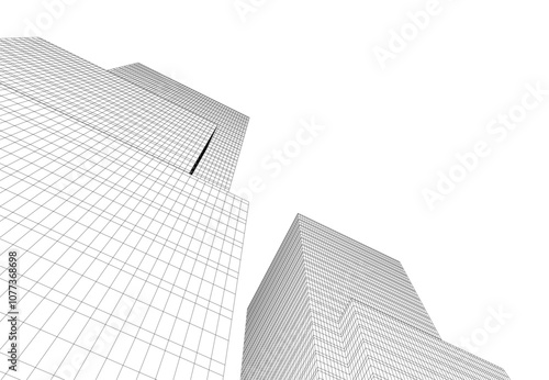 abstract architecture building vector drawing