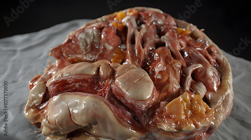 A 3D illustration of a liver resection showing cut sections and remaining healthy tissue for educational purposes.