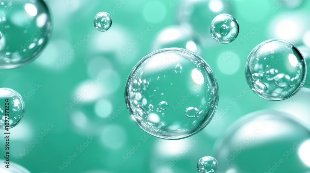 custom made wallpaper toronto digitalA stunning image featuring translucent bubbles floating against a soft teal background, creating a serene and dreamy atmosphere, Ideal for use in beauty, wellness, or aquatic-themed designs,