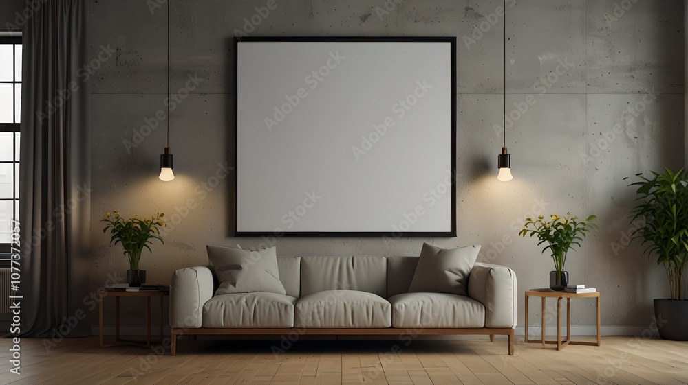 interior of a room with a sofa genrative ai interior of a room with a sofa genrative ai