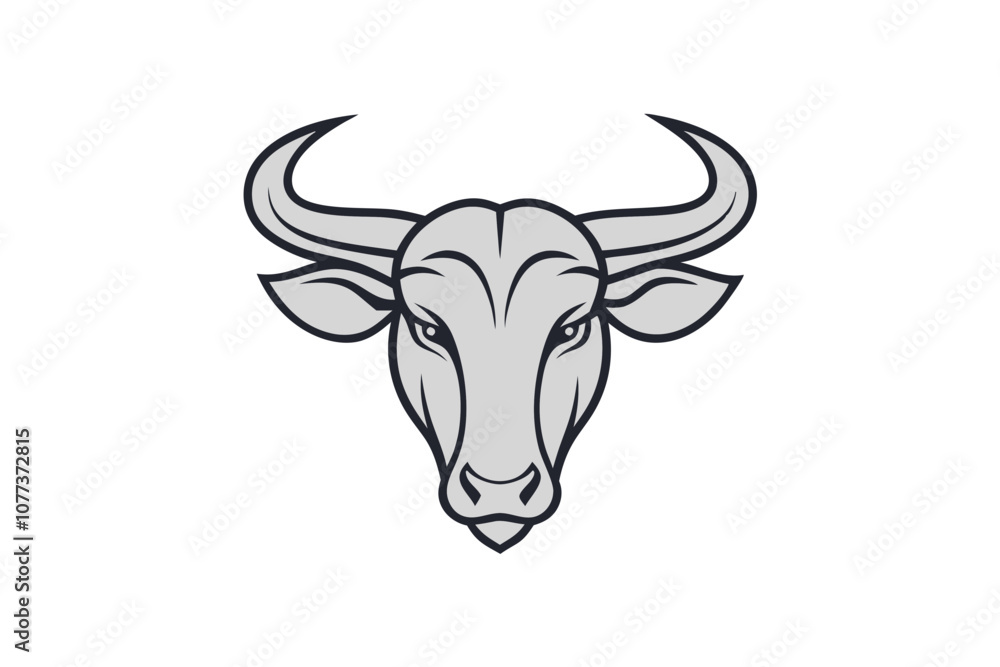 Minimalist Line Drawing of Wildebeest Head Logo - Vector Illustration Minimalist Line Drawing of Wildebeest Head Logo - Vector Illustration