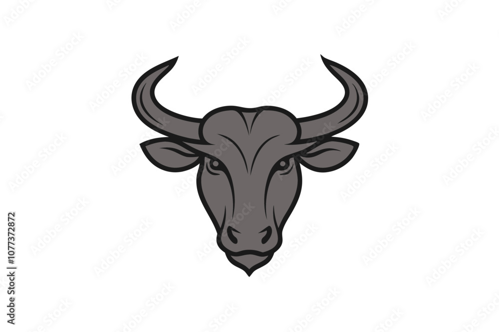 Minimalist Line Drawing of Wildebeest Head Logo - Vector Illustration Minimalist Line Drawing of Wildebeest Head Logo - Vector Illustration