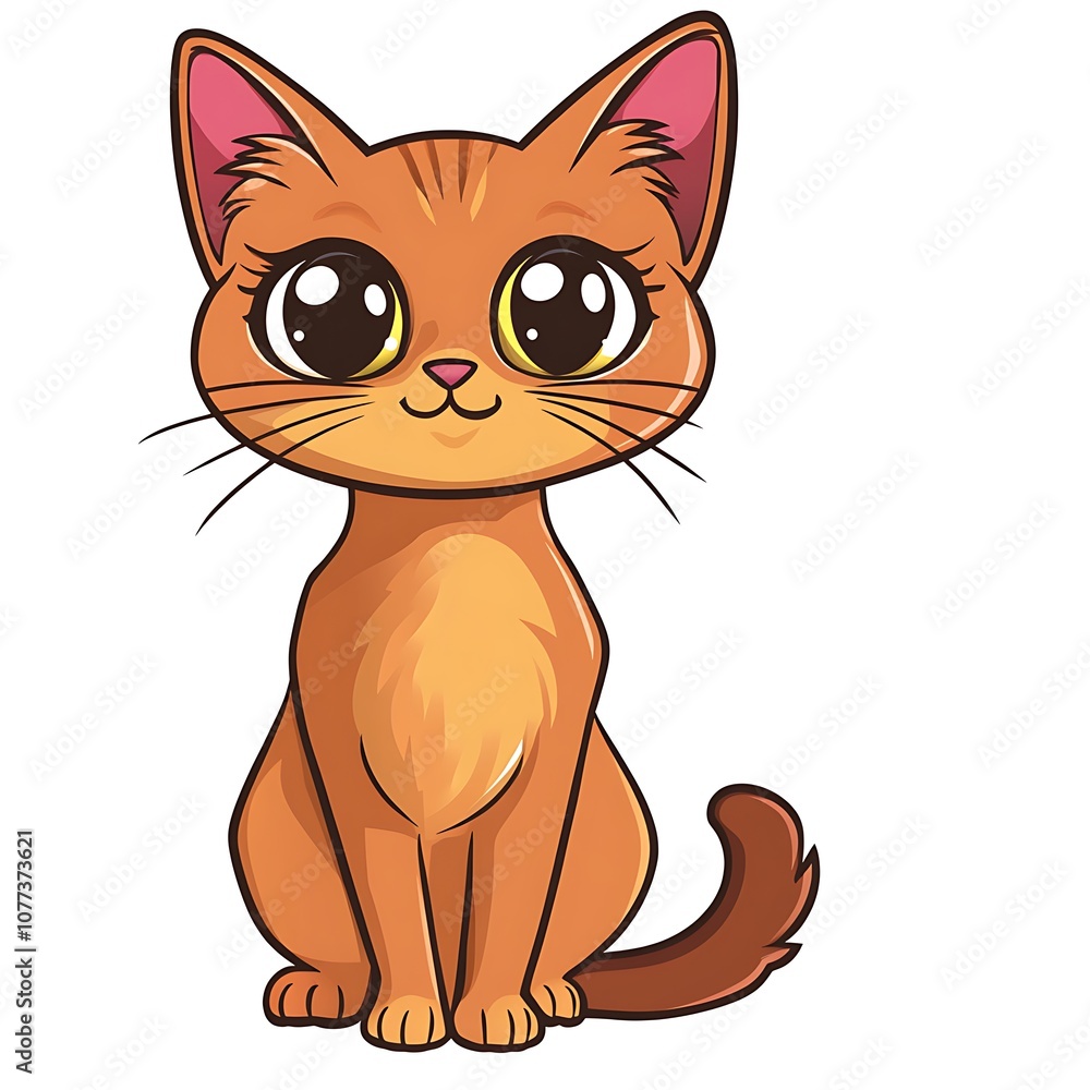 cartoon cat sitting on the ground with big eyes cartoon cat sitting on the ground with big eyes