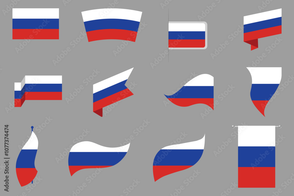 Flag of Russia Set, Original and simple Russia flag Bundle, vector illustration of Russia flag Collection
Flag of Russia Set, Original and simple Russia flag Bundle, vector illustration of Russia flag Collection