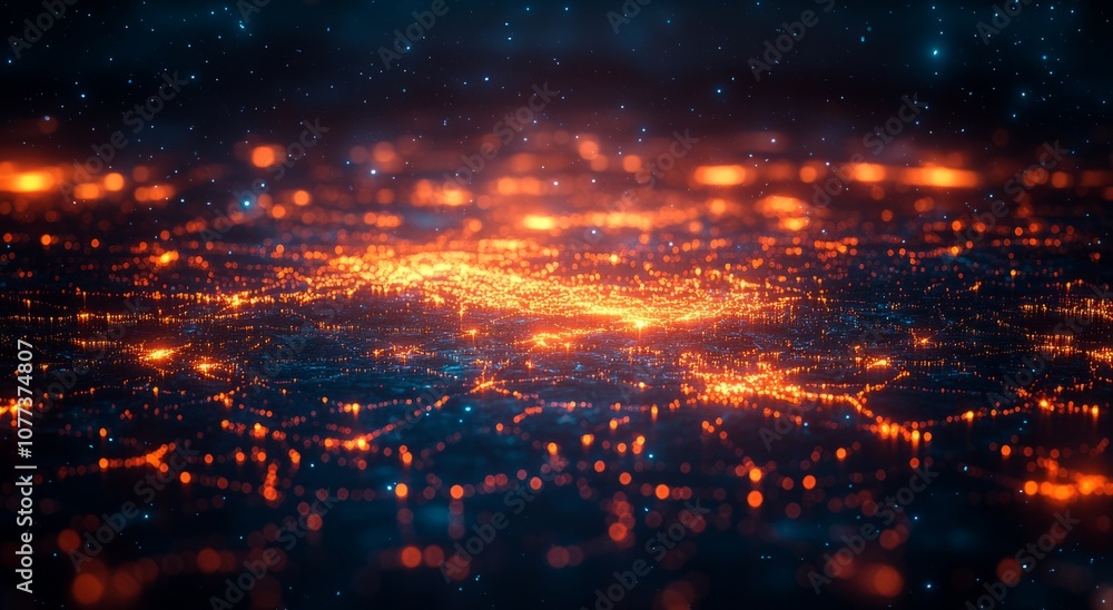 Naklejka premium Digital City Lights Network