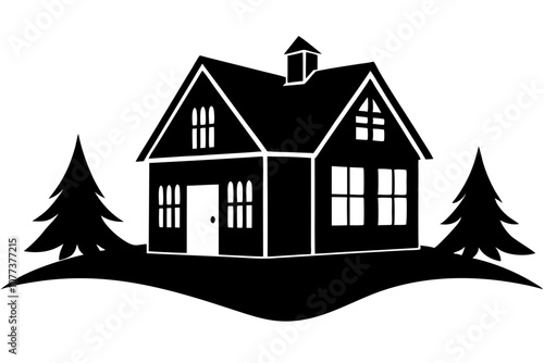 Elegant Maison Silhouette Vector Illustration Stylish Architectural Design