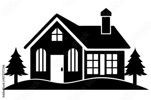 Elegant Maison Silhouette Vector Illustration Stylish Architectural Design