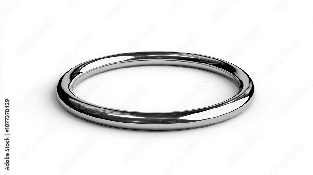 Fototapeta premium Sleek silver ring on white background: minimalist jewelry design