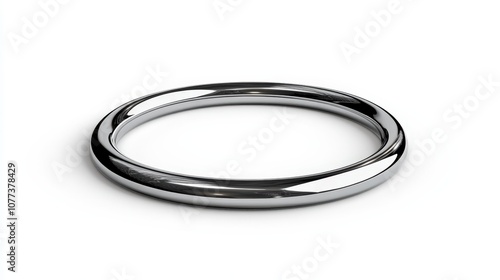 Sleek silver ring on white background: minimalist jewelry design