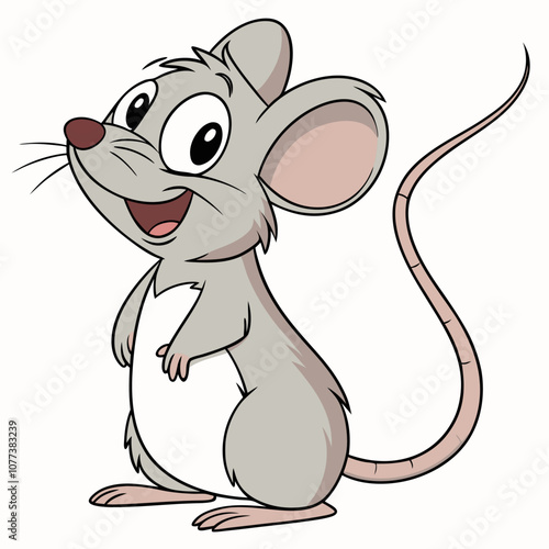 A cute cartoon mouse with big eyes and a friendly smile. This adorable rodent is perfect for children's books, illustrations, or any project that needs a touch of charm.