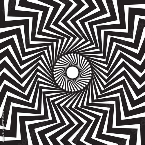 Abstract background of curved and zigzag lines coming from the center