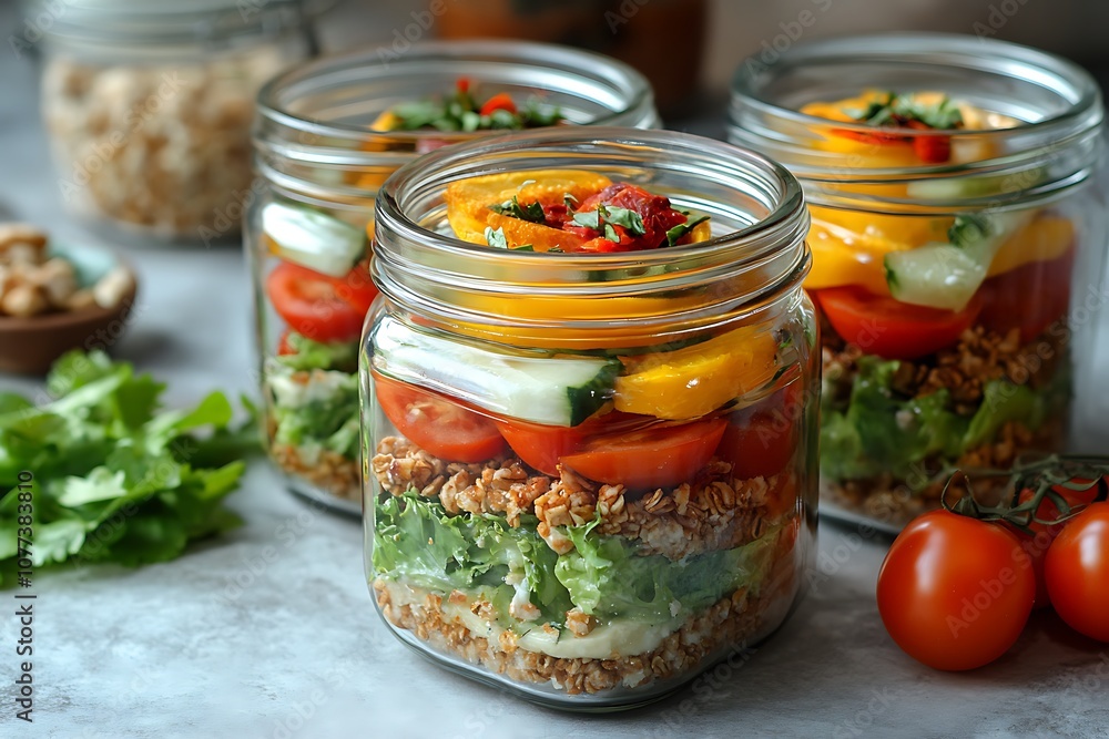 there are many jars of food that are sitting on a table there are many jars of food that are sitting on a table