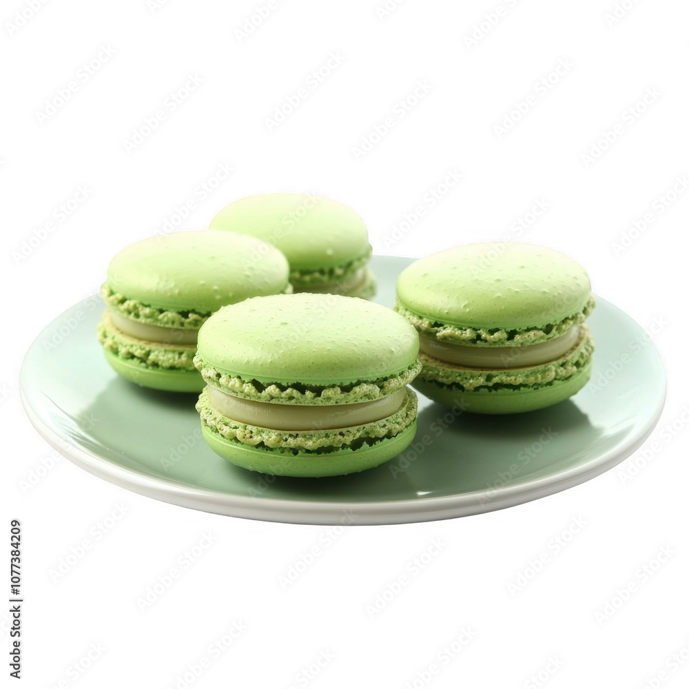Delectable Green Macarons on Pale Mint Plate Delectable Green Macarons on Pale Mint Plate