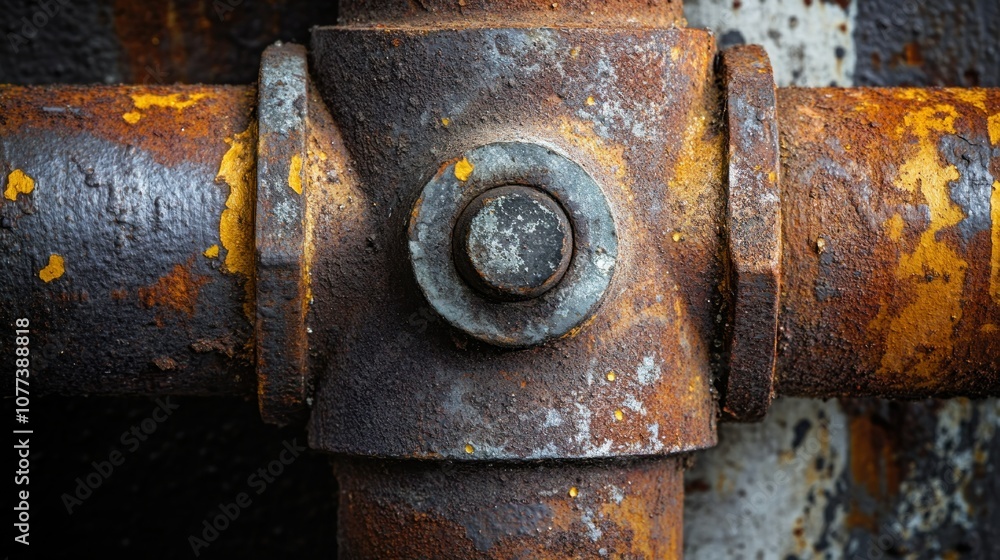 Close-up of a Rusted and Corroded Metal Pipe Junction Close-up of a Rusted and Corroded Metal Pipe Junction