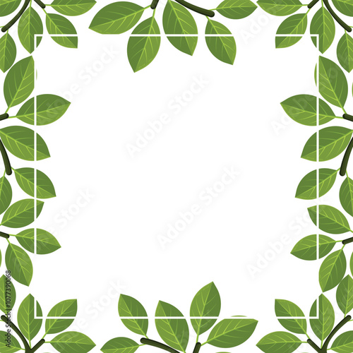leaf frame on white background vector illustration