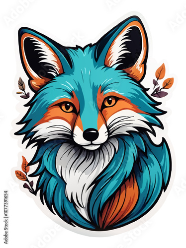 cartoon fox ornament sticker