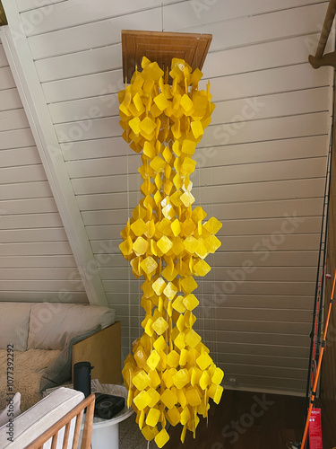 yellow, dangly lamp
