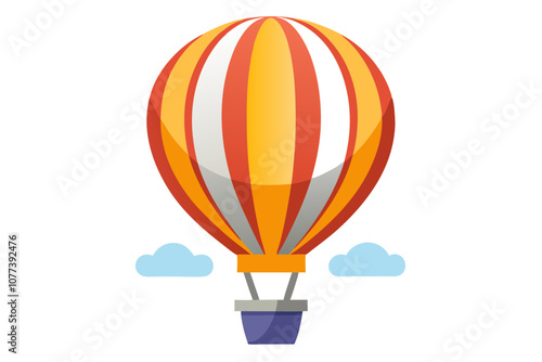Hot Air Balloon Line Drawing - Colorful and Isolated Icon